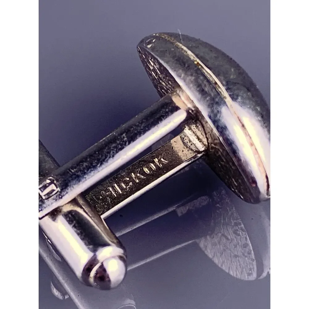 Football Cufflinks Silver Tone Team Sports Pigskin Game American Hickok Vintage